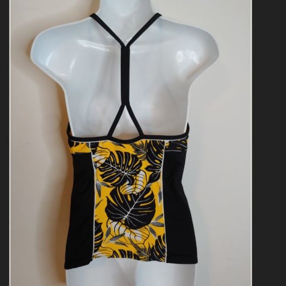 Athleta Yellow Black White Halter Swim Top M - Picture 2 of 4
